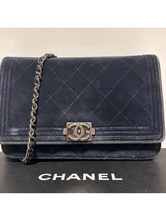 CHANEL Handbags - Chanel Navy Boy Velvet WOC